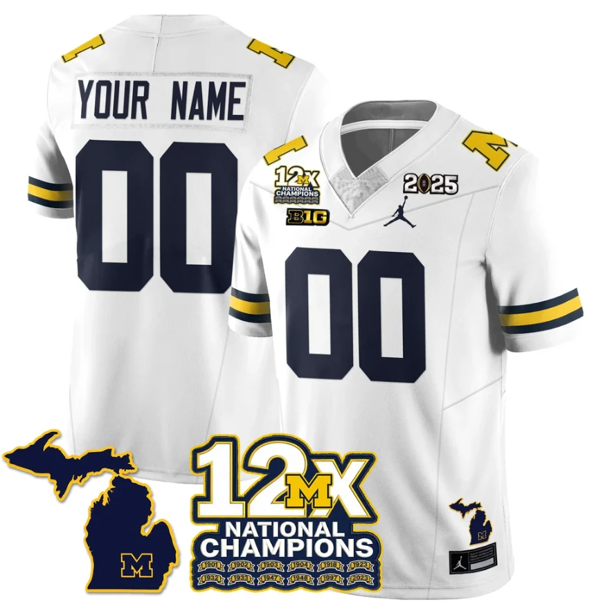 Custom Michigan Wolverines Jersey 12x-Time National Champions Stitched by My Store NCAA Football Jerseys