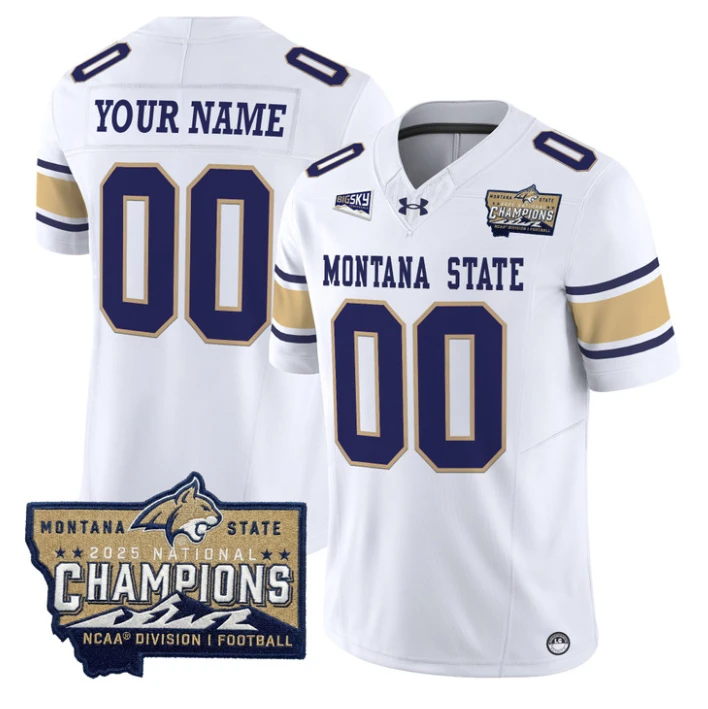 Custom Montana State Bobcats Jersey 2025 National Champions Stitched Gold by My Store NCAA Football Jerseys