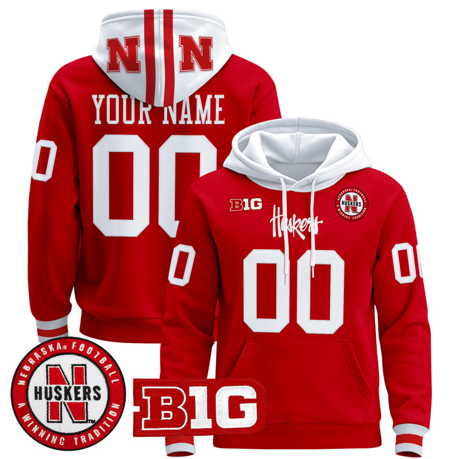 Custom Nebraska Cornhuskers Hoodie Name, Number 2025 Premium Pullover Stitched by Hoodie Pullover