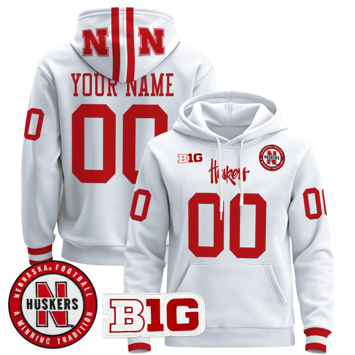 Custom Nebraska Cornhuskers Hoodie Name, Number 2025 Premium Pullover Stitched by Hoodie Pullover