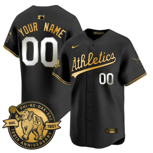Custom Oakland Athletics Jersey 125th Anniversary Patch Premier Stitched by My Store