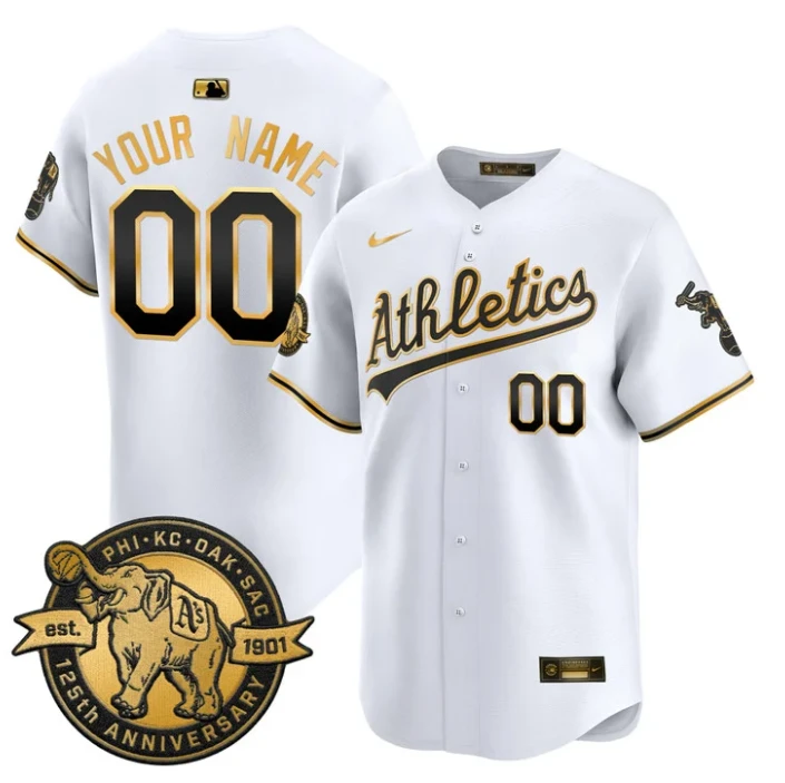Custom Oakland Athletics Jersey 125th Anniversary Patch Premier Stitched by My Store