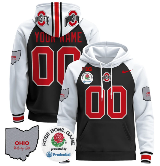 Custom Ohio State Buckeyes Hoodie Name, Number Rose Bowl Pullover Stitched by Hoodie Pullover