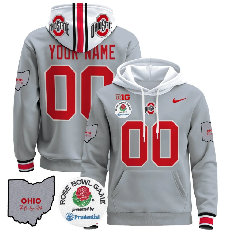 Custom Ohio State Buckeyes Hoodie Name, Number Rose Bowl Pullover Stitched by Hoodie Pullover