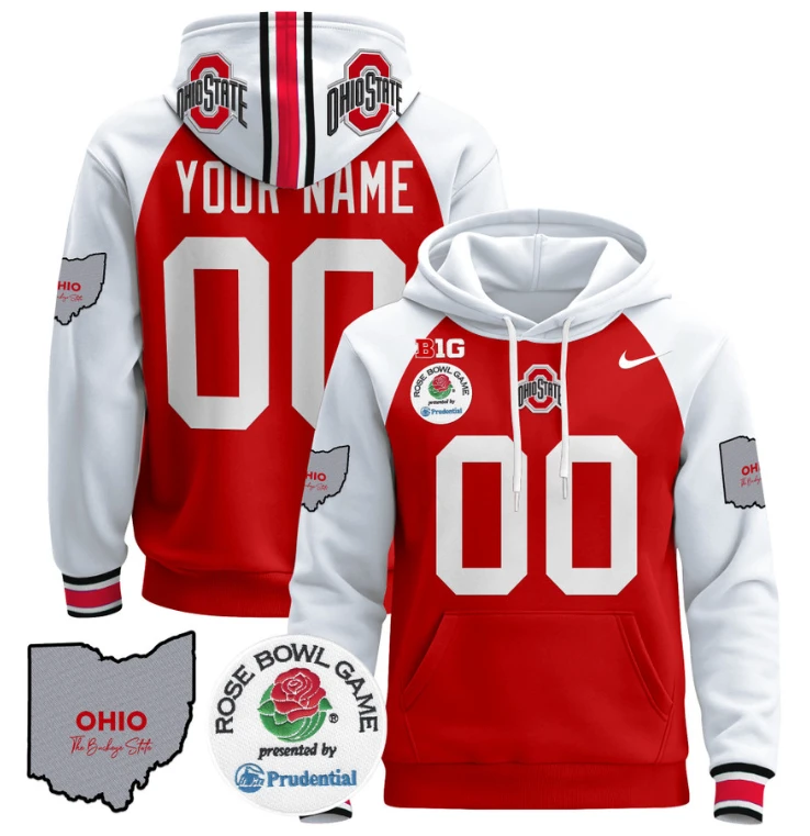 Custom Ohio State Buckeyes Hoodie Name, Number Rose Bowl Pullover Stitched by Hoodie Pullover