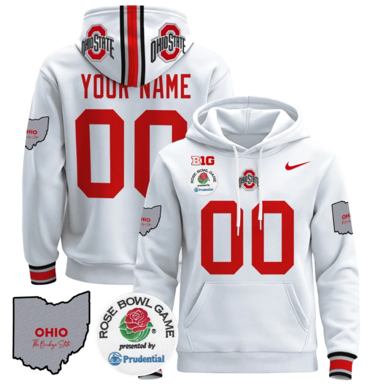 Custom Ohio State Buckeyes Hoodie Name, Number Rose Bowl Pullover Stitched by Hoodie Pullover