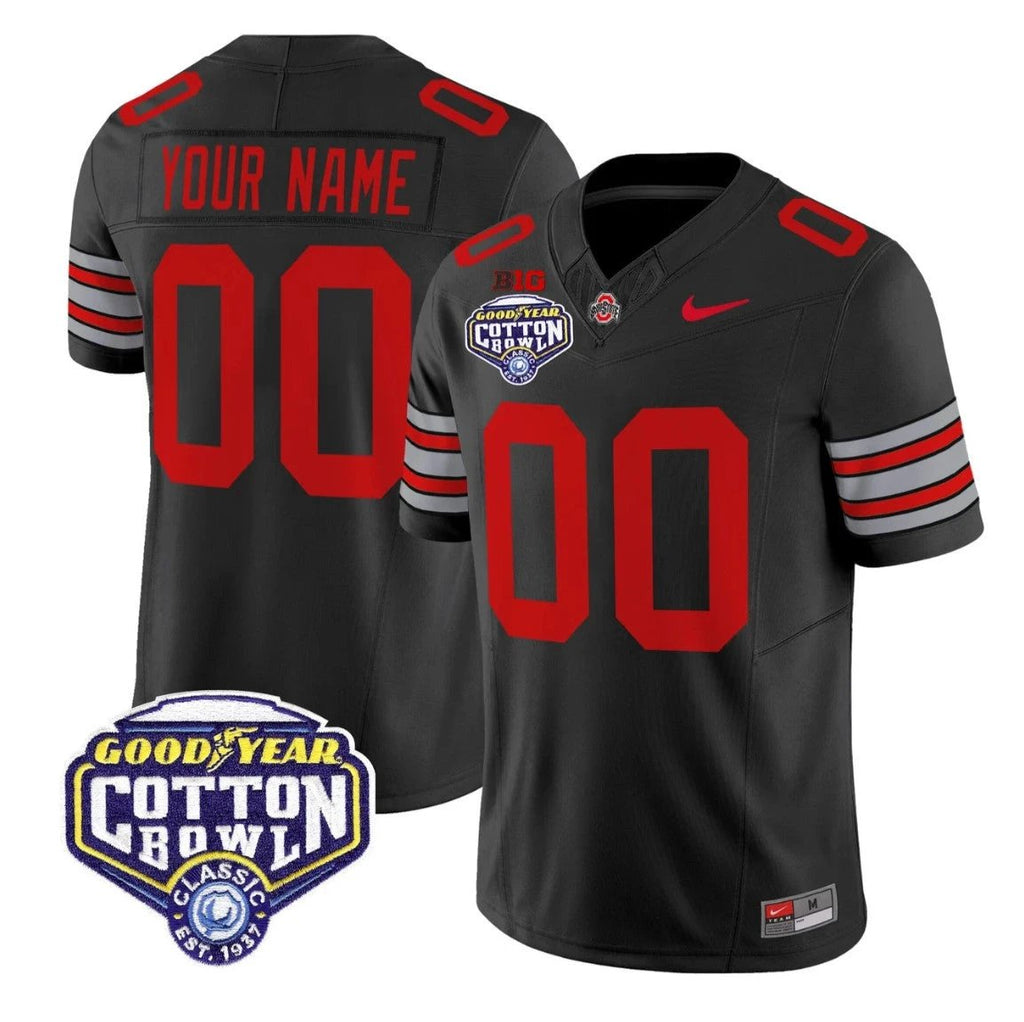 Custom Ohio State Jersey Heritage Stripe 2025 Cotton Bowl Patch Stitched by My Store NCAA Football Jerseys