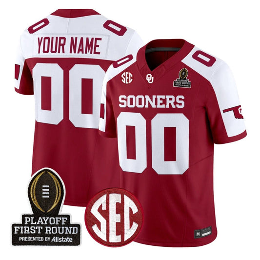 Custom Oklahoma Sooners Jersey 2025 Playoff First Round Stitched by My Store NCAA Football Jerseys