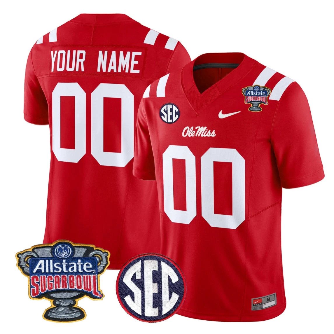 Custom Ole Miss Rebels Jersey 2026 Sugar Bowl Patch Vapor Limited Stitched by My Store NCAA Football Jerseys