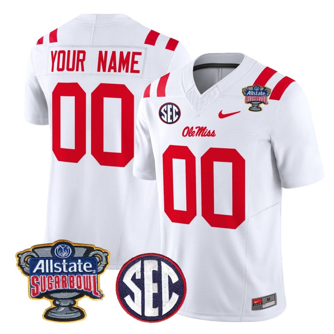 Custom Ole Miss Rebels Jersey 2026 Sugar Bowl Patch Vapor Limited Stitched by My Store NCAA Football Jerseys