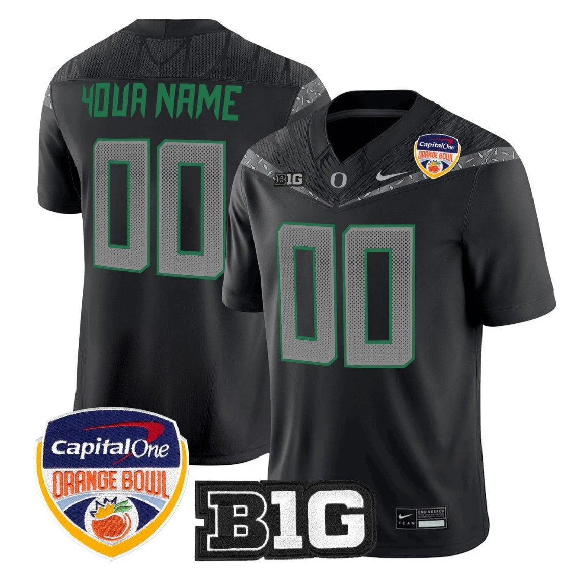 Custom Oregon Ducks Jersey 2026 Orange Bowl Patch Vapor Limited Stitched by My Store NCAA Football Jerseys
