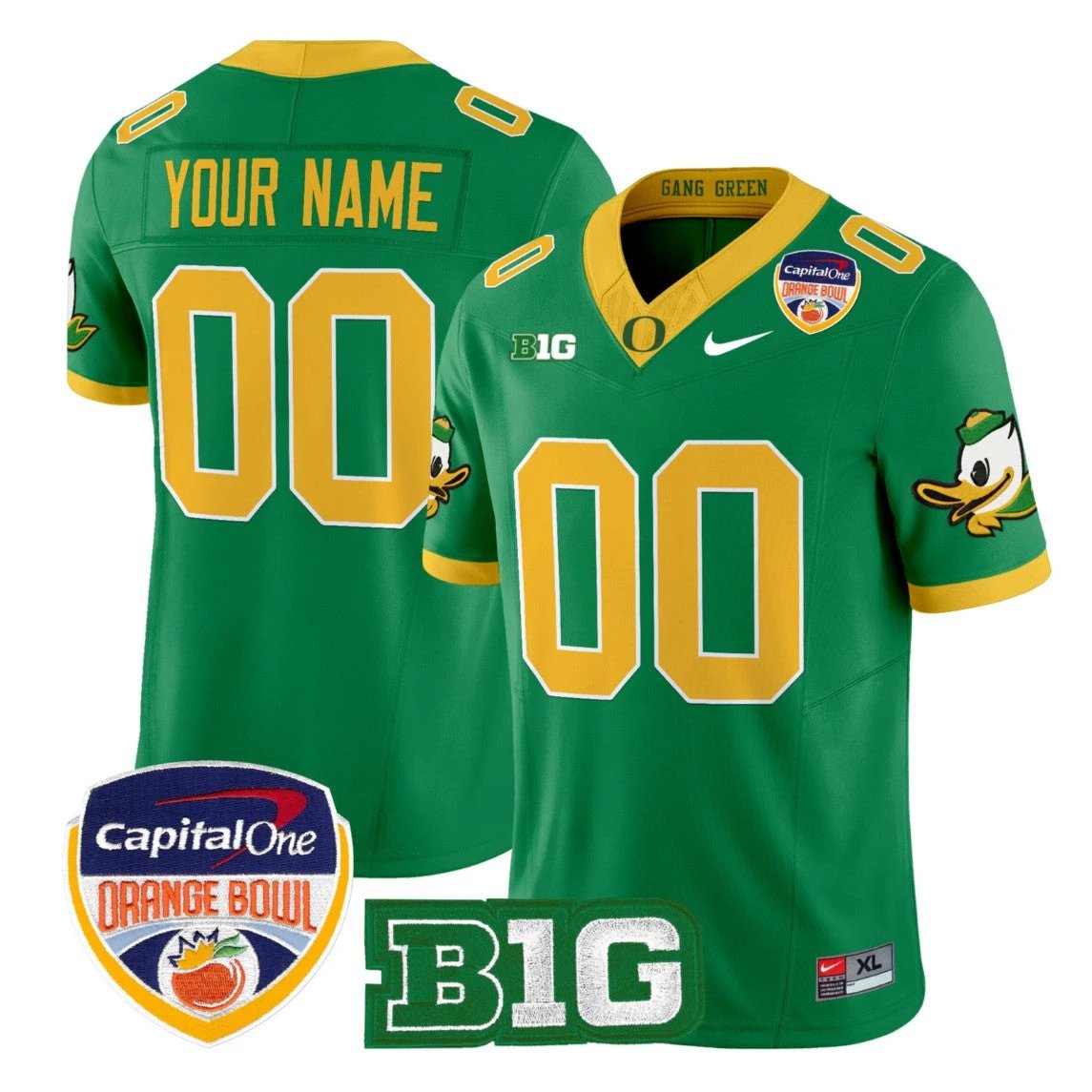 Custom Oregon Ducks Jersey 2026 Orange Bowl Patch Vapor Limited Stitched by My Store NCAA Football Jerseys