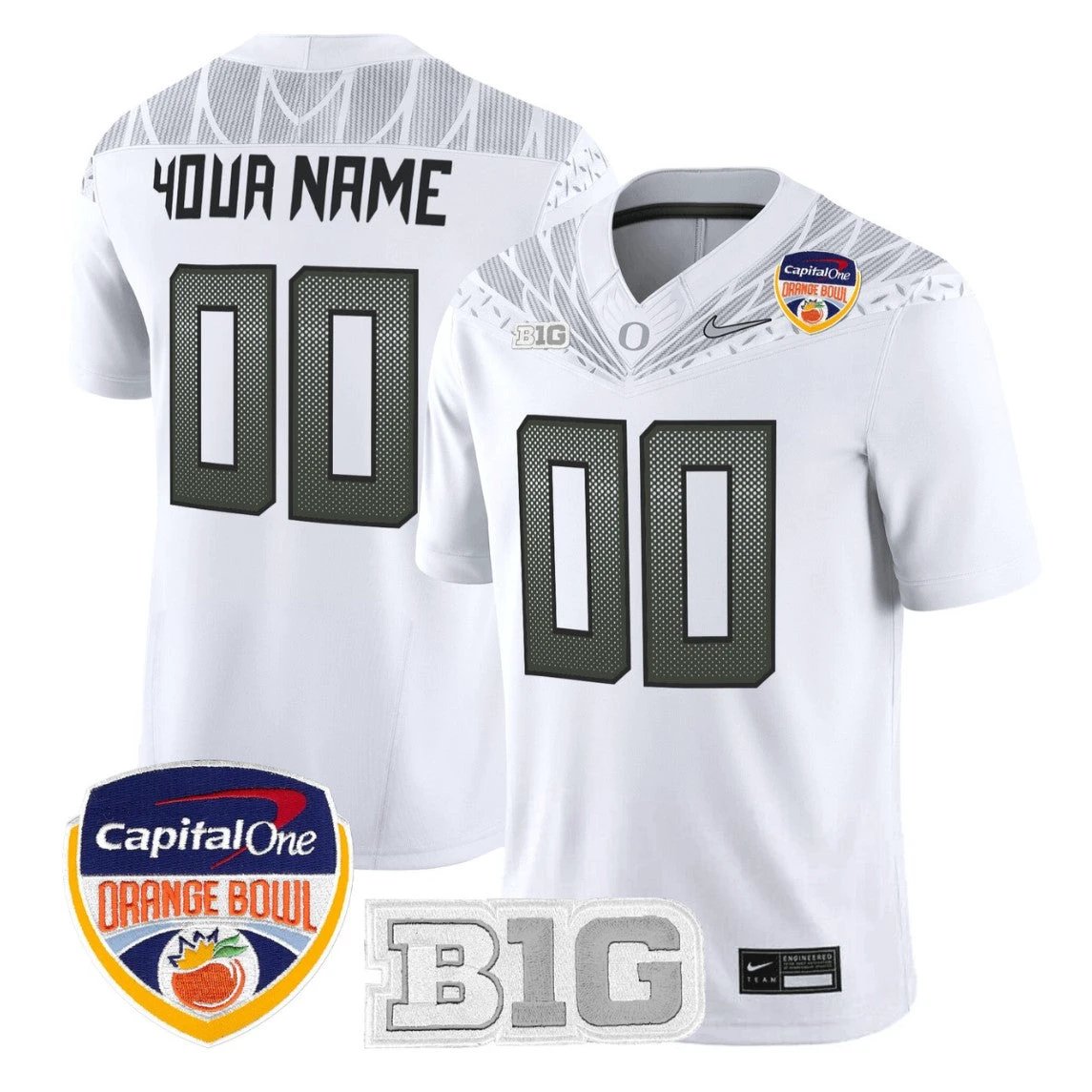 Custom Oregon Ducks Jersey 2026 Orange Bowl Patch Vapor Limited Stitched by My Store NCAA Football Jerseys