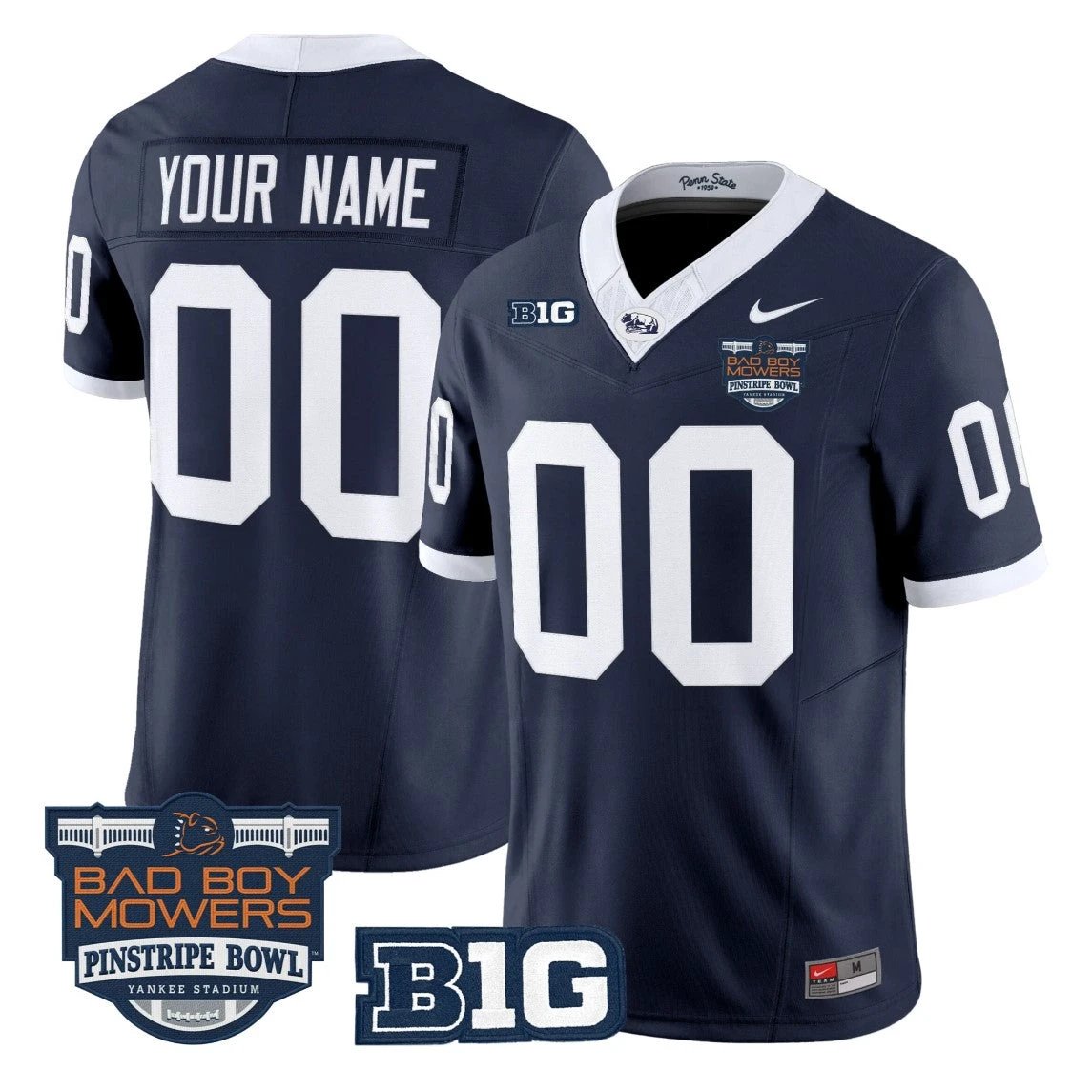 Custom Penn State Jersey Throwback Pinstripe Bowl Patch Stitched by My Store NCAA Football Jerseys