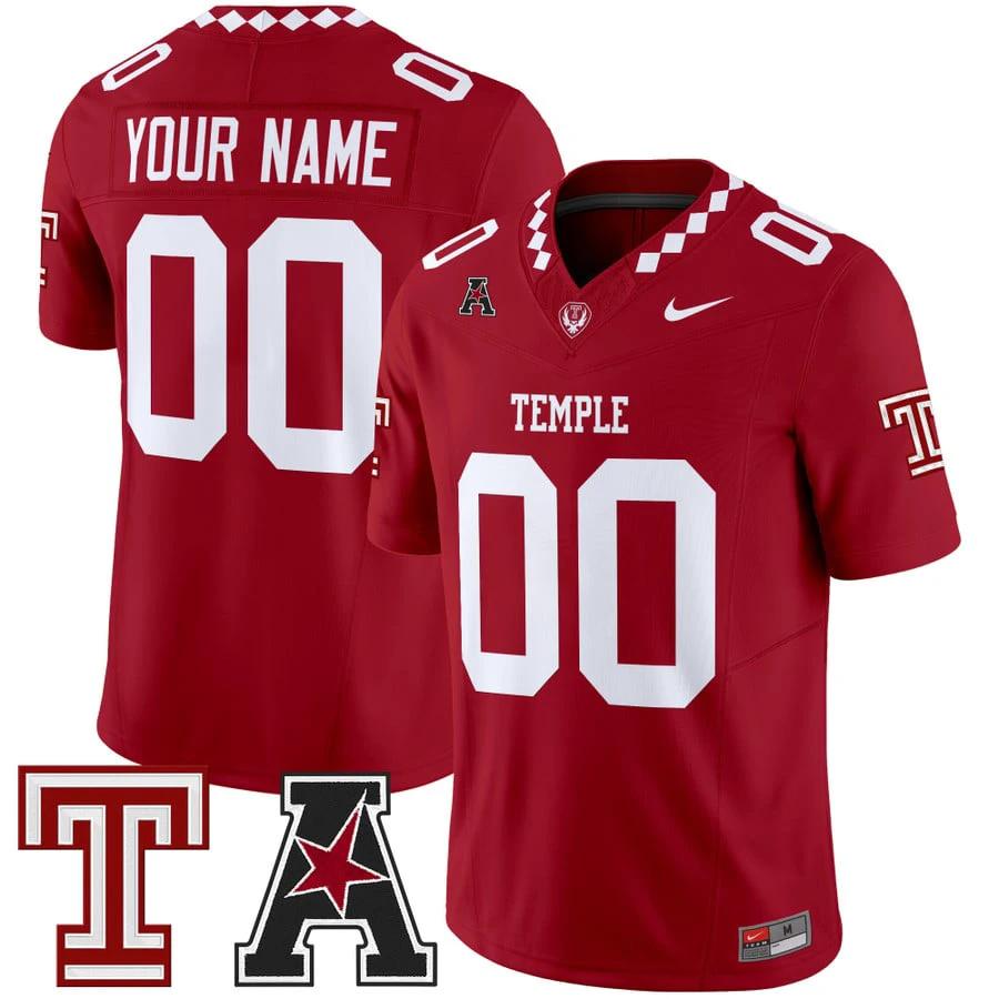 Custom Temple Owls Jersey Name, Number 2025 Vapor Limited Stitched by My Store NCAA Football Jerseys