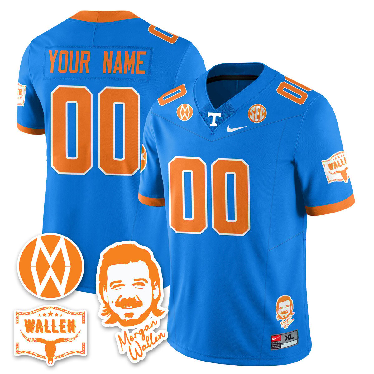 Custom Tennessee Vols Jersey Name, Number Morgan Wallen 2025 Stitched by My Store NCAA Football Jerseys