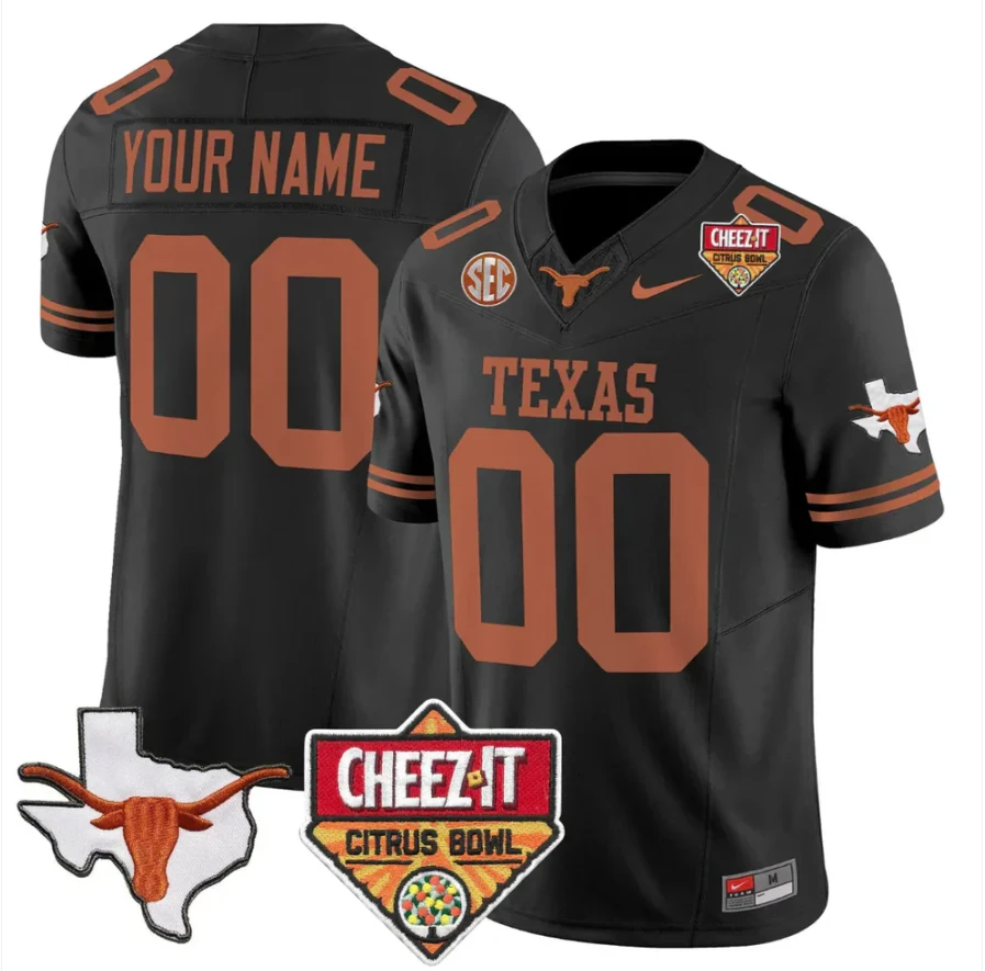 Custom Texas Longhorns Jersey 2025 State Map Citrus Bowl Patch Stitched by My Store NCAA Football Jerseys