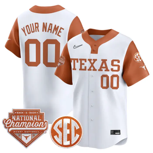 Custom Texas Longhorns Jersey 2026 Back-To-Back World SeriesChampions by My Store