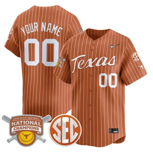 Custom Texas Longhorns Jersey 2026 Softball Champions Stitched by My Store