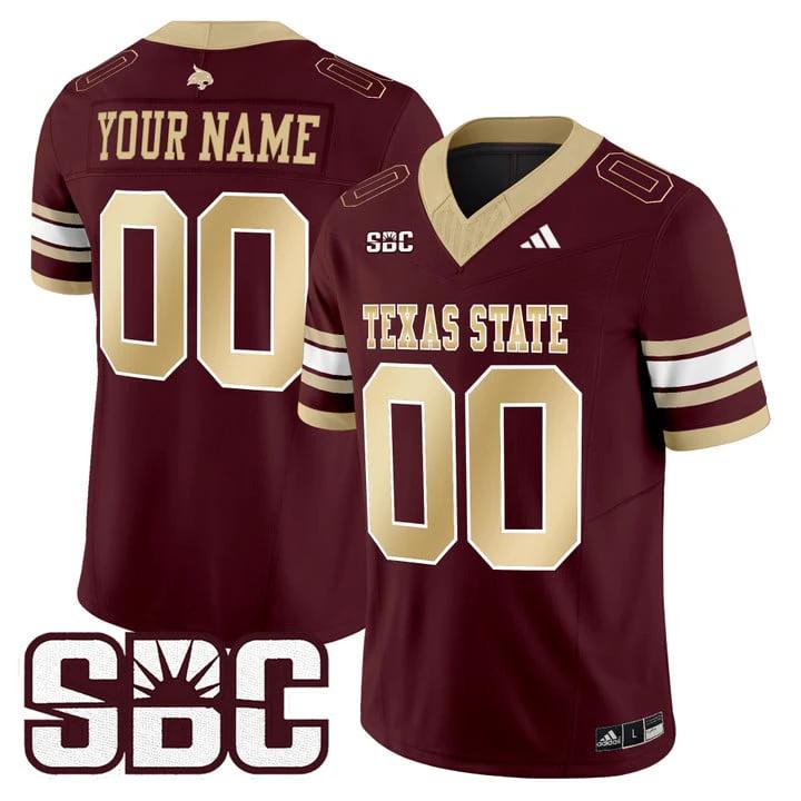 Custom Texas State Bobcats Jersey Name, Number 2025 Limited Stitched by My Store NCAA Football Jerseys