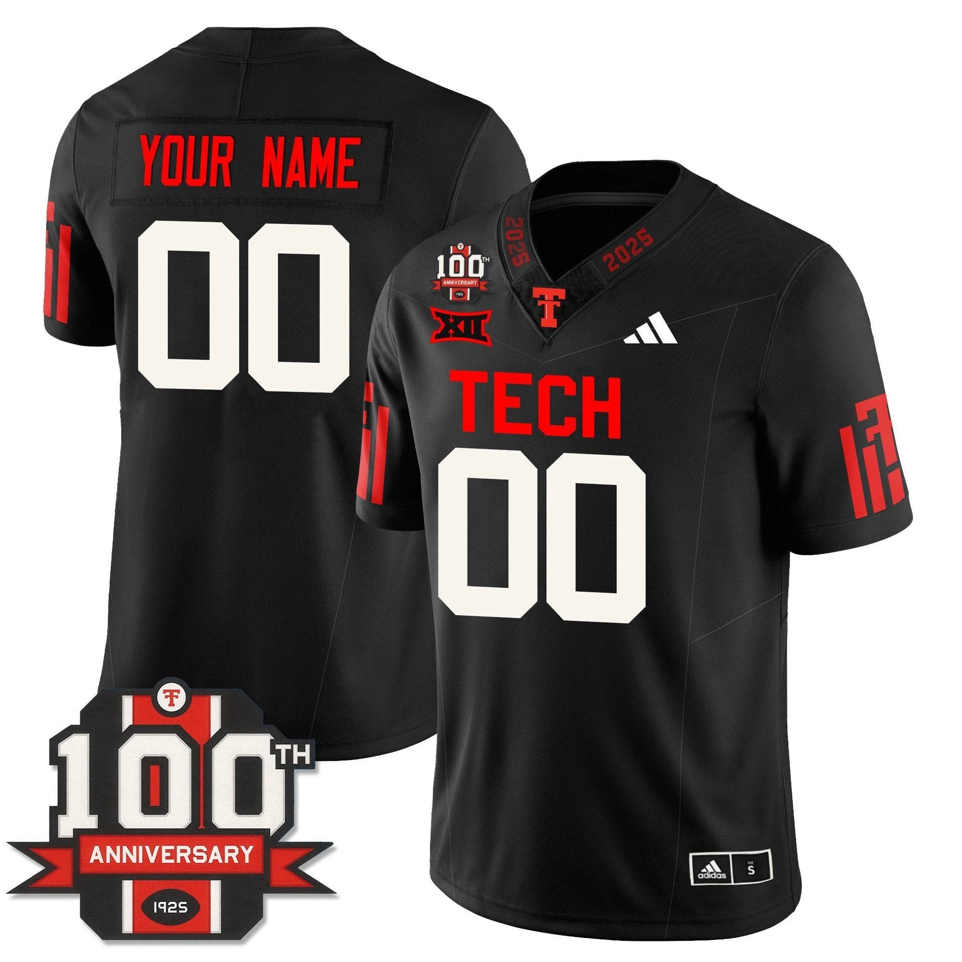 Custom Texas Tech Jersey Name, number Football 100th Anniversary Stitched by My Store NCAA Football Jerseys