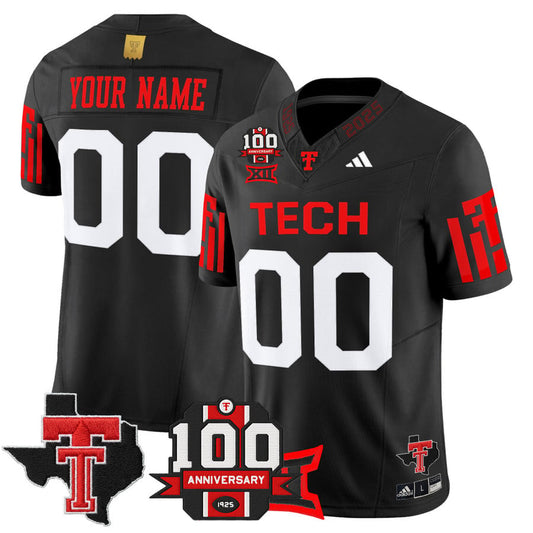 Custom Texas Tech Red Raiders Jersey 100th Anniversary Patch 2025 Stitched by My Store NCAA Football Jerseys
