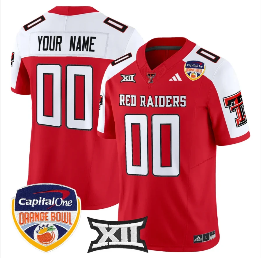 Custom Texas Tech Red Raiders Jersey 2025 Orange Bowl V2 Limited Stitched by My Store NCAA Football Jerseys