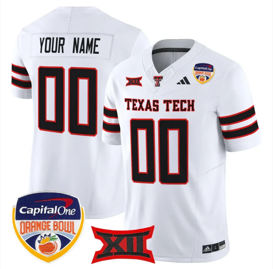 Custom Texas Tech Red Raiders Jersey 2025 Orange Bowl V2 Limited Stitched by My Store NCAA Football Jerseys