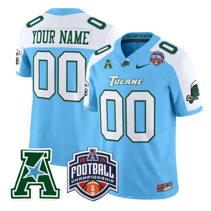 Custom Tulane Green Wave Jersey 2025 AAC Championship Vapor Stitched by My Store NCAA Football Jerseys