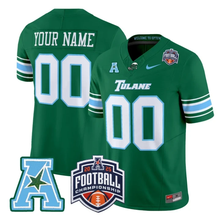 Custom Tulane Green Wave Jersey 2025 AAC Championship Vapor Stitched by My Store NCAA Football Jerseys