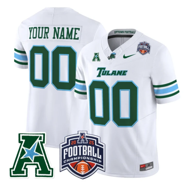 Custom Tulane Green Wave Jersey 2025 AAC Championship Vapor Stitched by My Store NCAA Football Jerseys