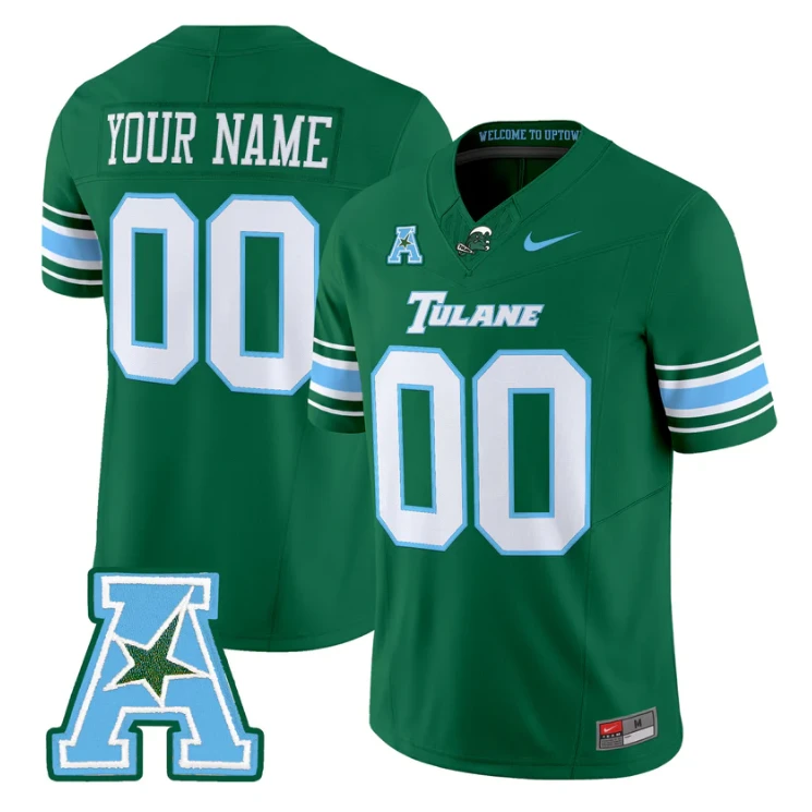Custom Tulane Green Wave Jersey Name, Number 2025 Vapor Limited Stitched by My Store NCAA Football Jerseys