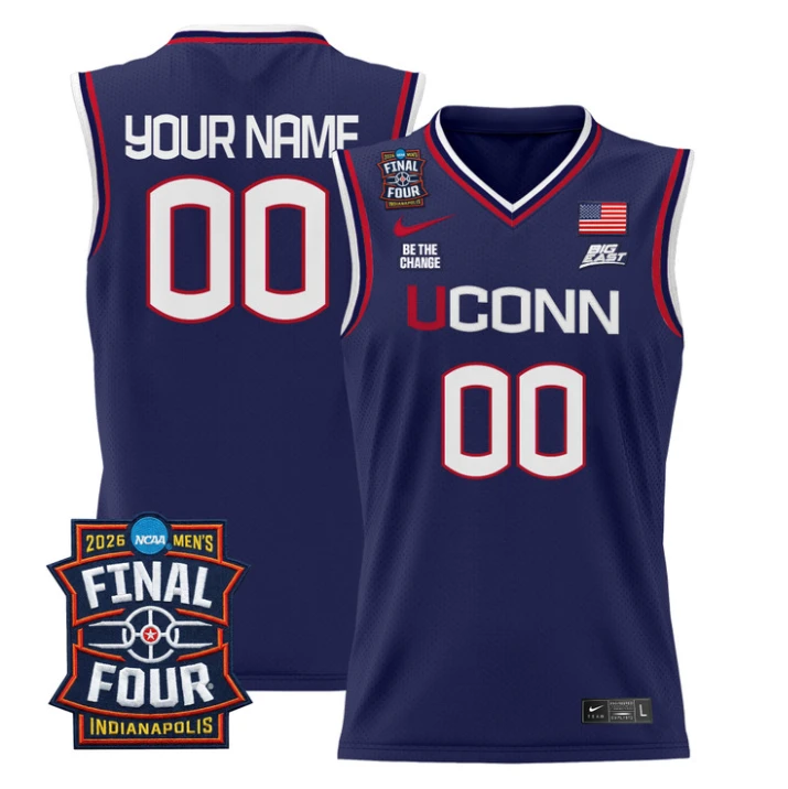 Custom UConn Huskies Jersey Name, Number 2026 Final Four Patch Stitched by My store basketball