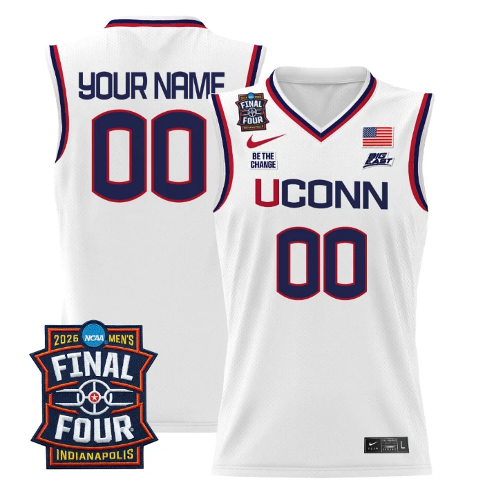 Custom UConn Huskies Jersey Name, Number 2026 Final Four Patch Stitched by My store basketball