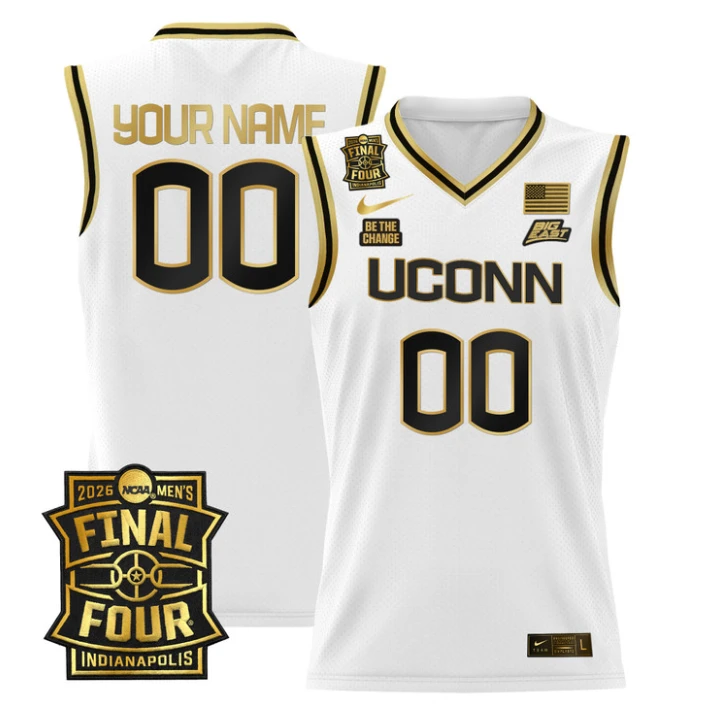 Custom UConn Huskies Jersey Name, Number 2026 Final Four Patch Stitched by My store basketball