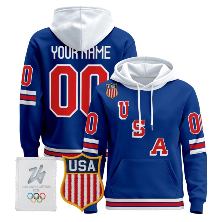 Custom USA Olympic Hoodie 2026 Premium Hockey Pullover All Stitched by Hoodie Pullover