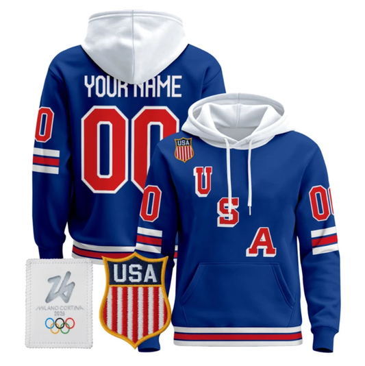 Custom USA Olympic Hoodie 2026 Premium Hockey Pullover All Stitched by Hoodie Pullover
