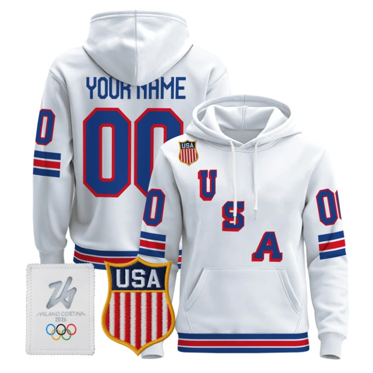 Custom USA Olympic Hoodie 2026 Premium Hockey Pullover All Stitched by Hoodie Pullover