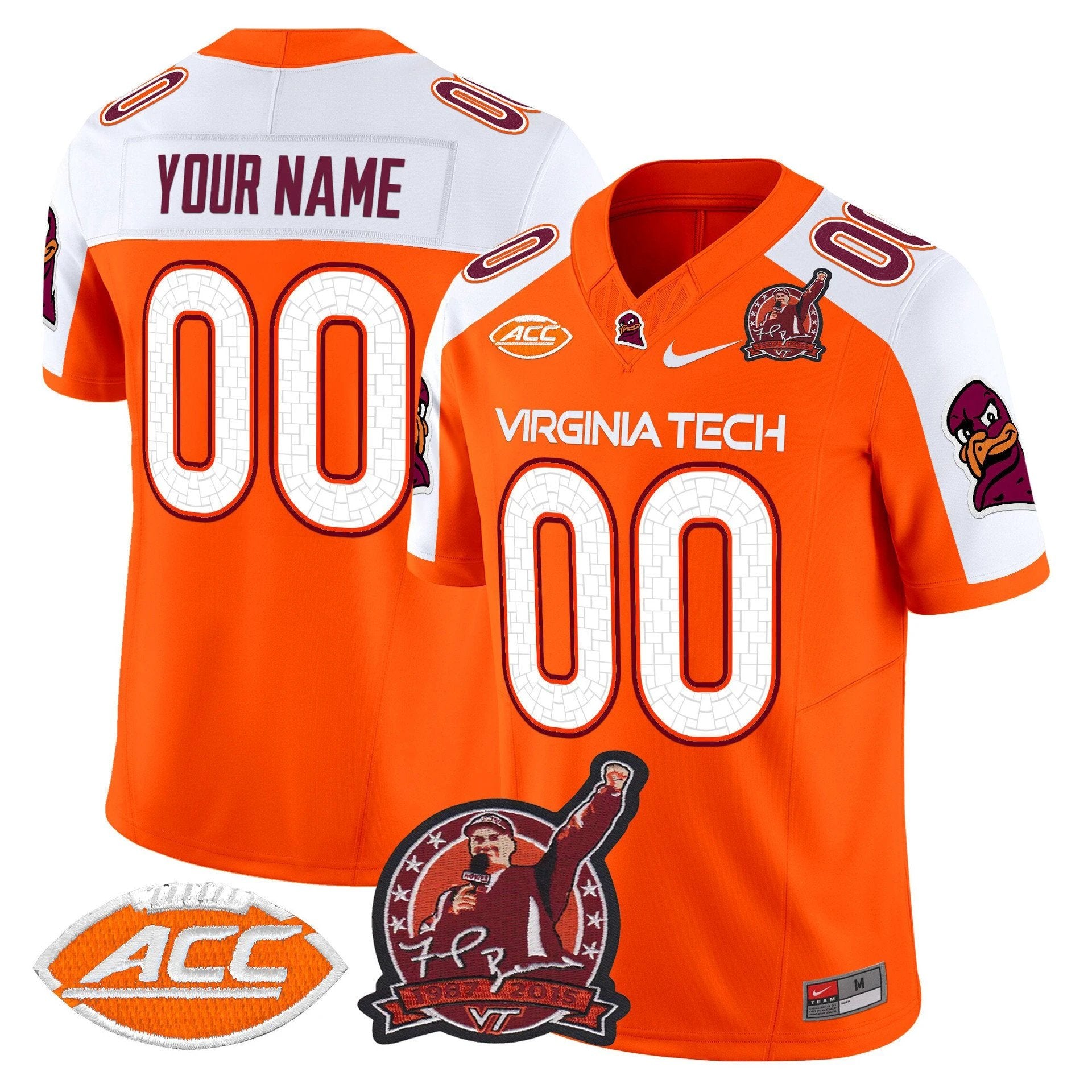 Custom Virginia Tech Hokies Jersey Coach Frank Beamer Patch 2025 by My Store NCAA Football Jerseys