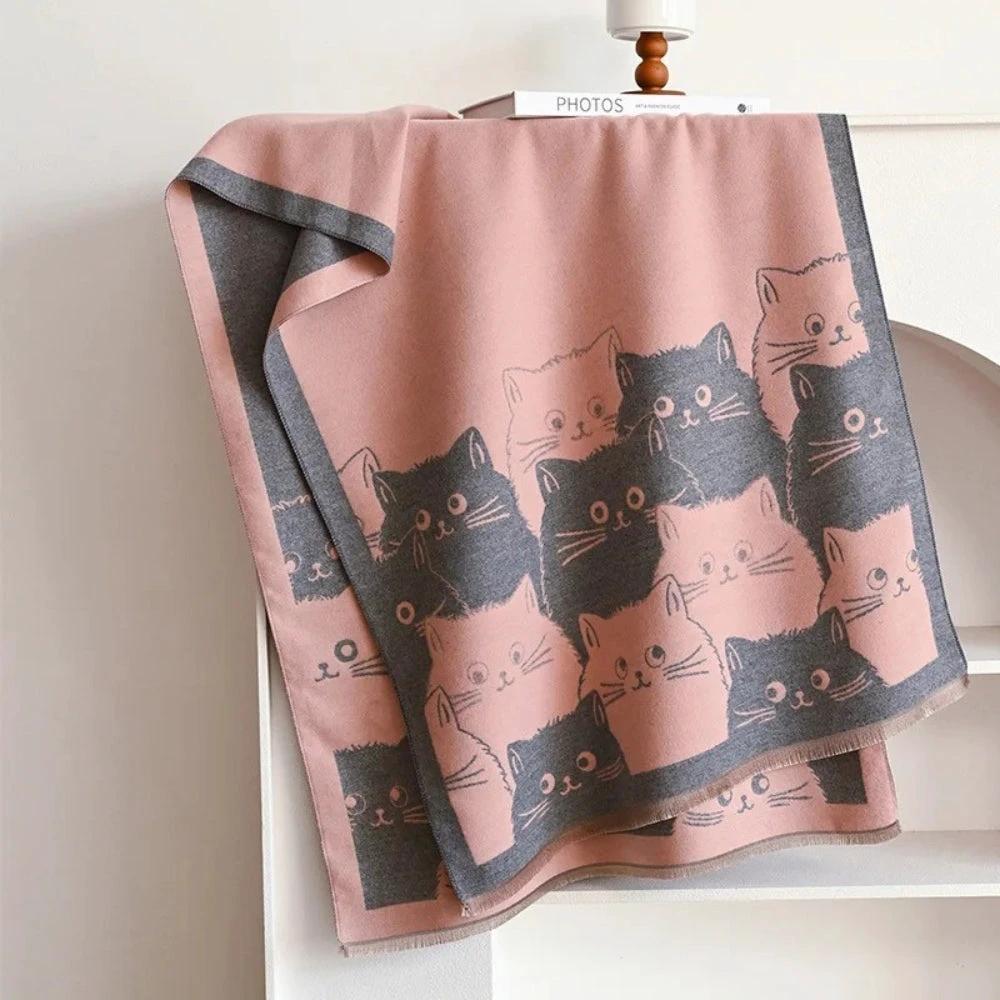 Cute Cat Jacquard Winter Scarf by Casa & Beyond
