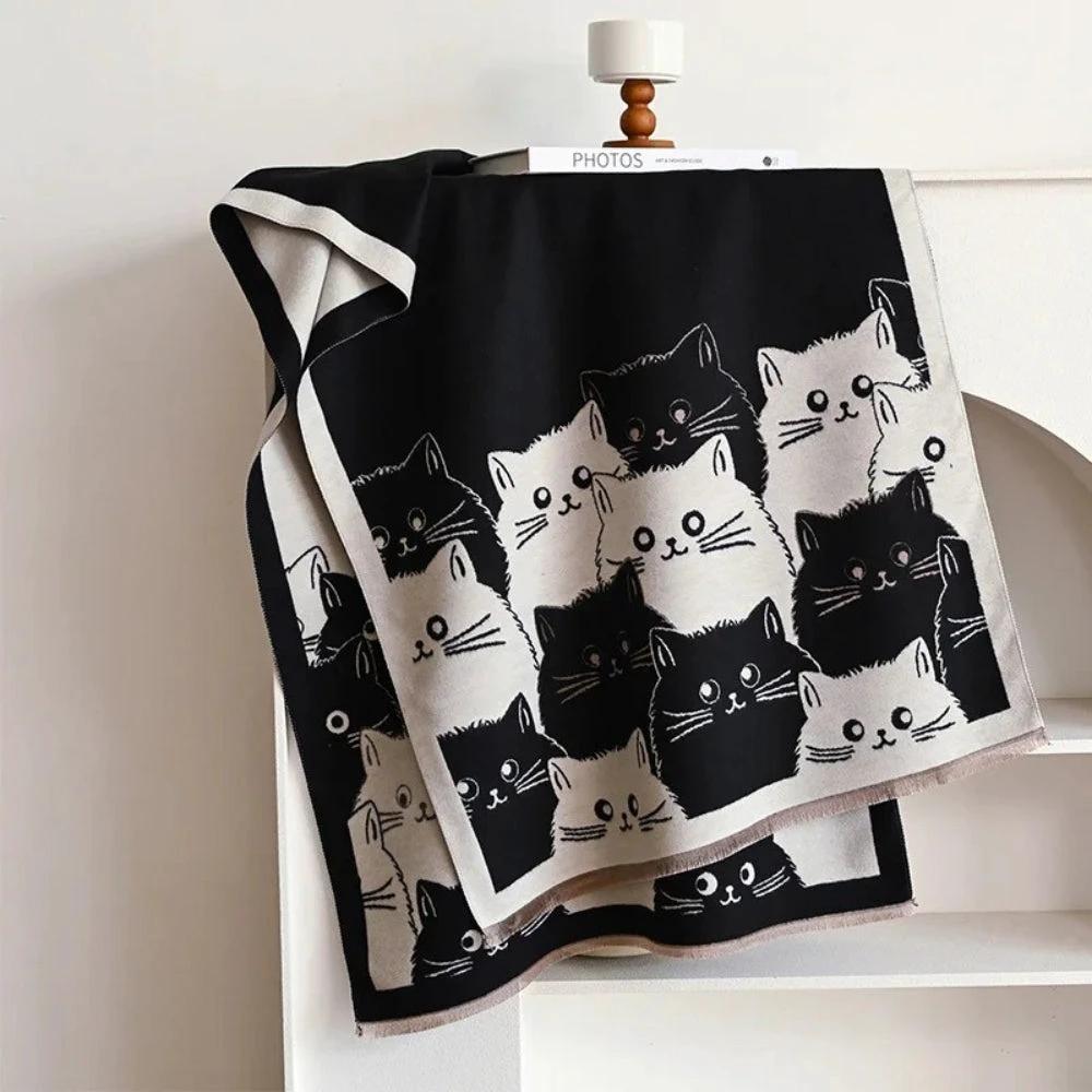 Cute Cat Jacquard Winter Scarf by Casa & Beyond