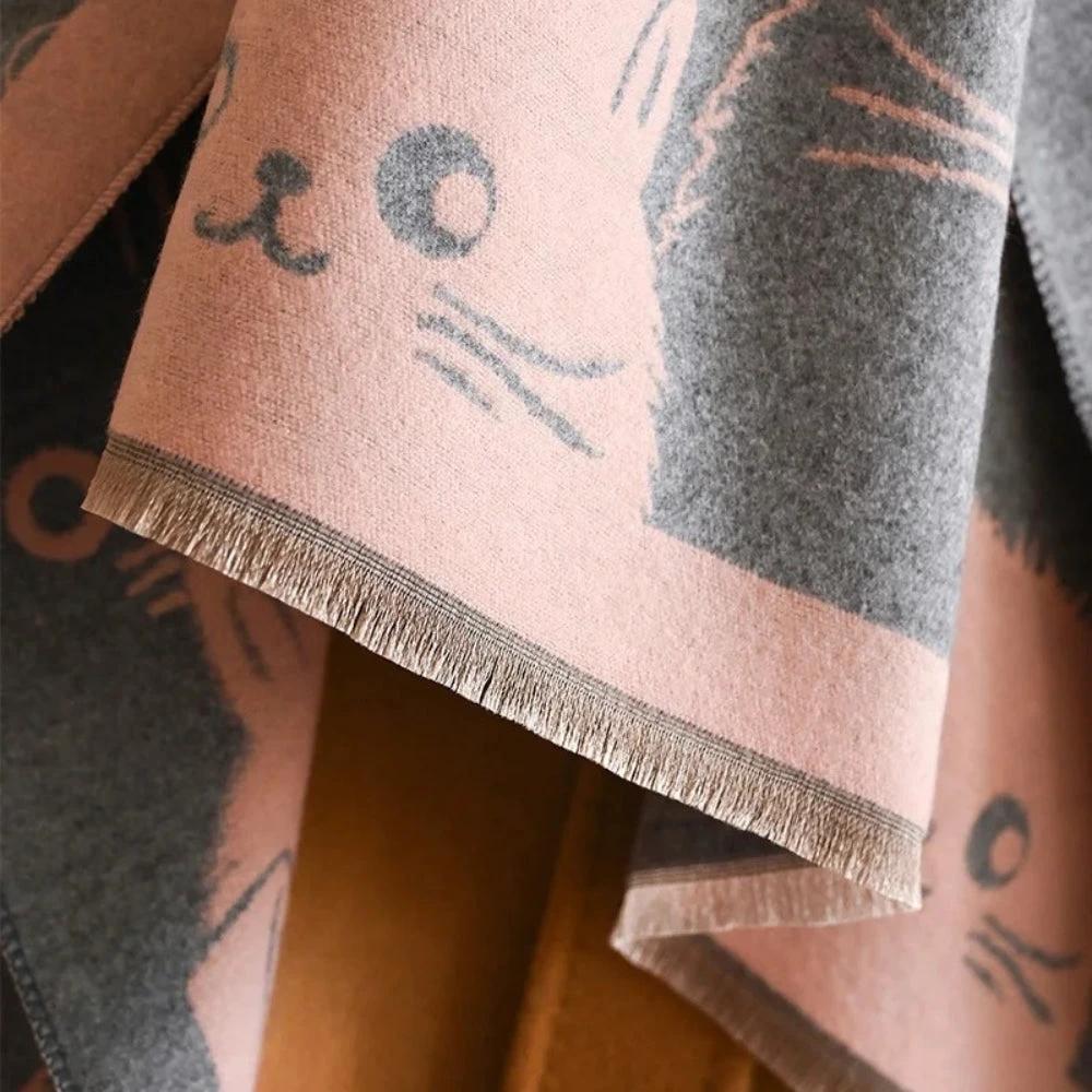 Cute Cat Jacquard Winter Scarf by Casa & Beyond