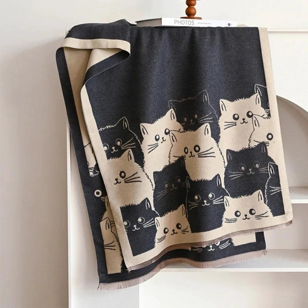 Cute Cat Jacquard Winter Scarf by Casa & Beyond