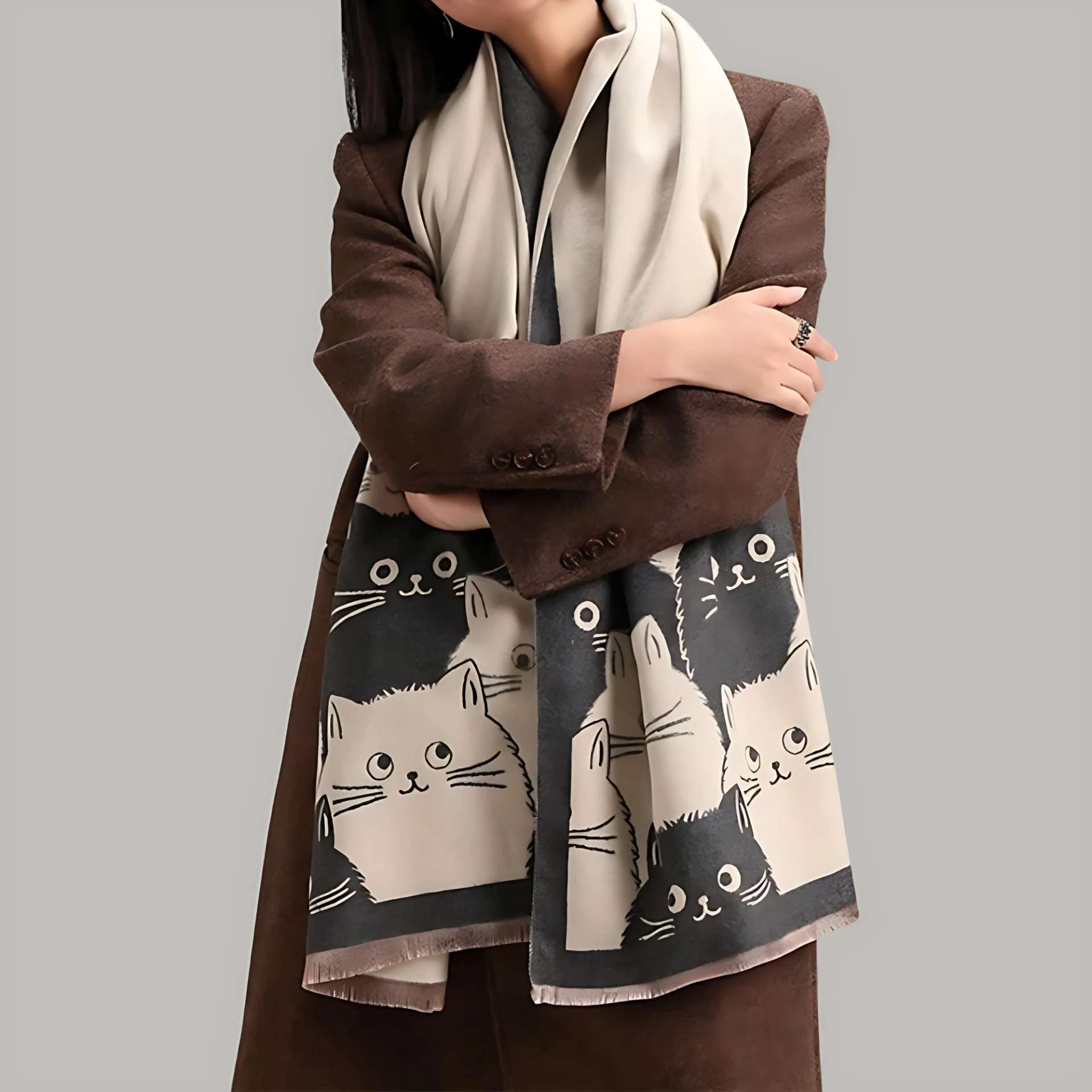 Cute Cat Jacquard Winter Scarf by Casa & Beyond