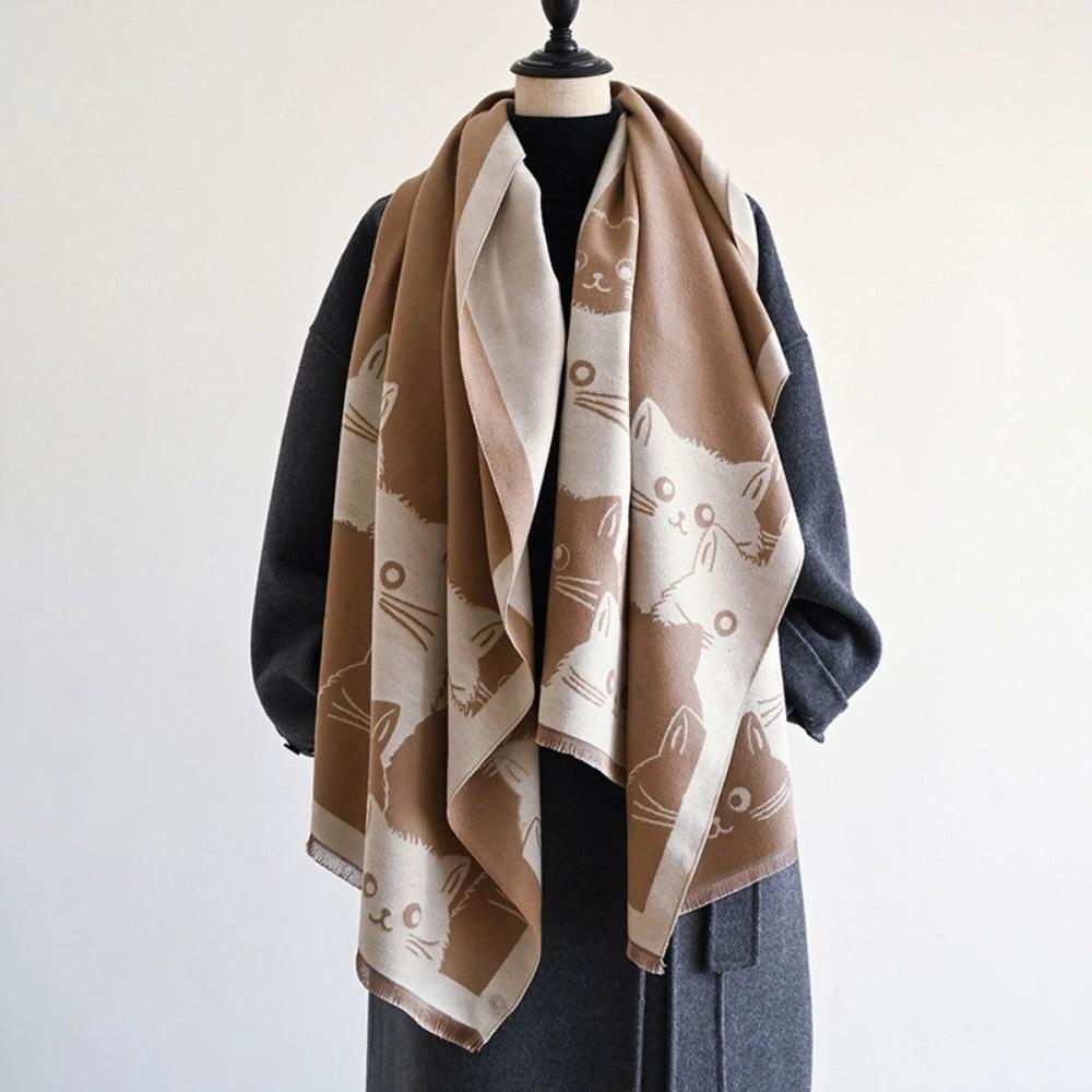 Cute Cat Jacquard Winter Scarf by Casa & Beyond