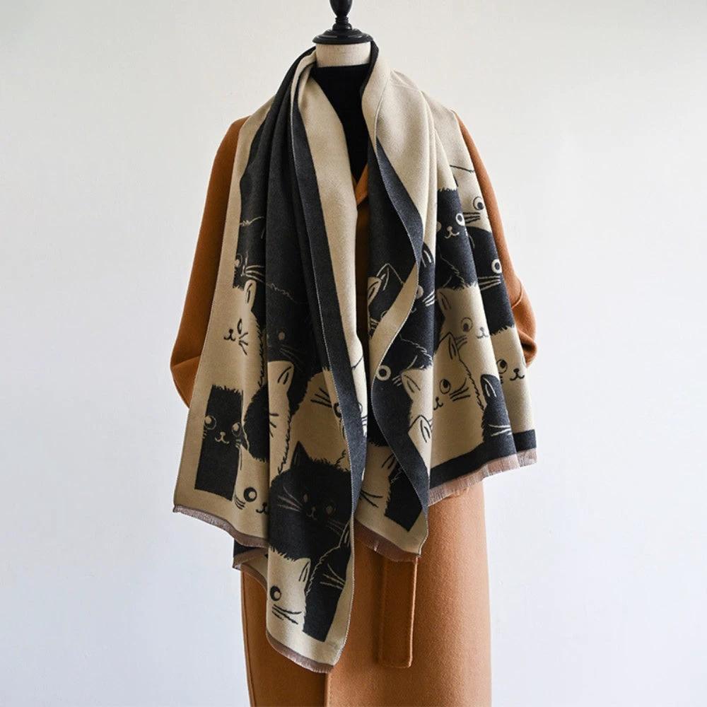 Cute Cat Jacquard Winter Scarf by Casa & Beyond