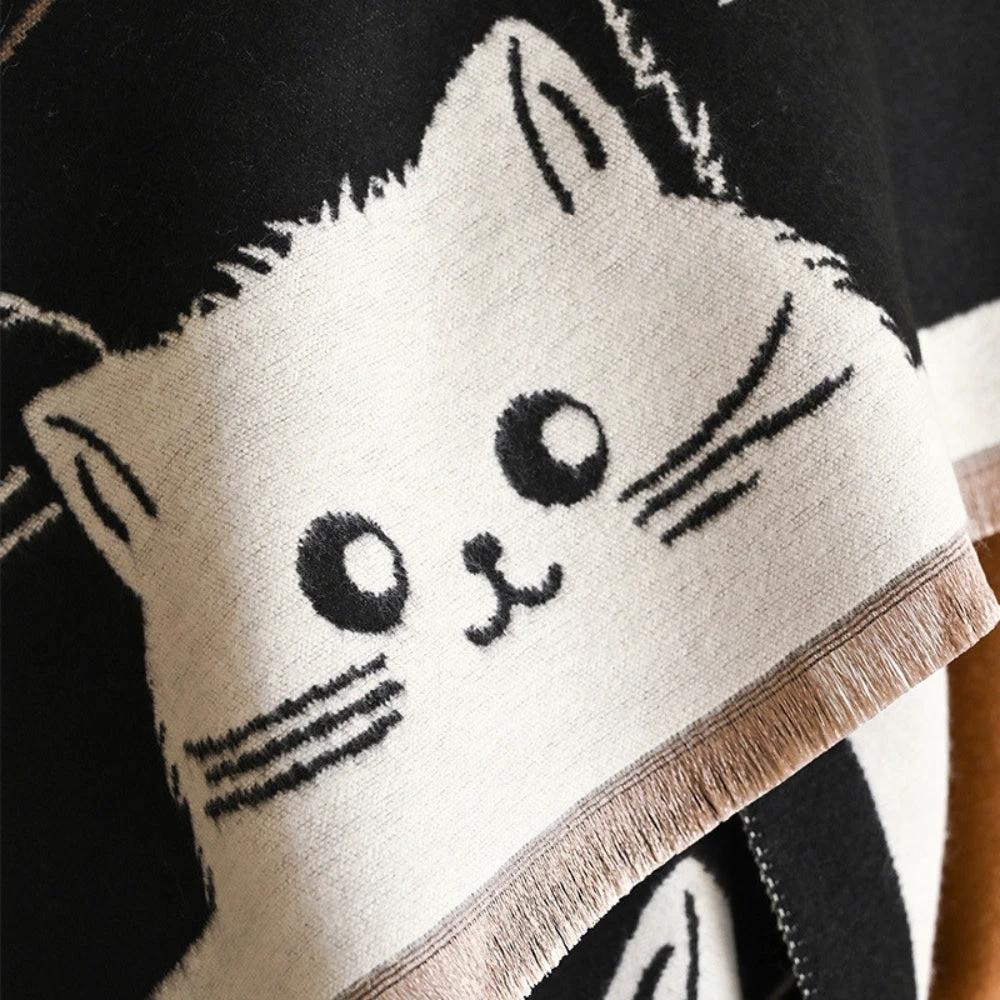Cute Cat Jacquard Winter Scarf by Casa & Beyond