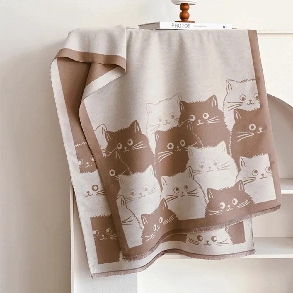 Cute Cat Jacquard Winter Scarf by Casa & Beyond