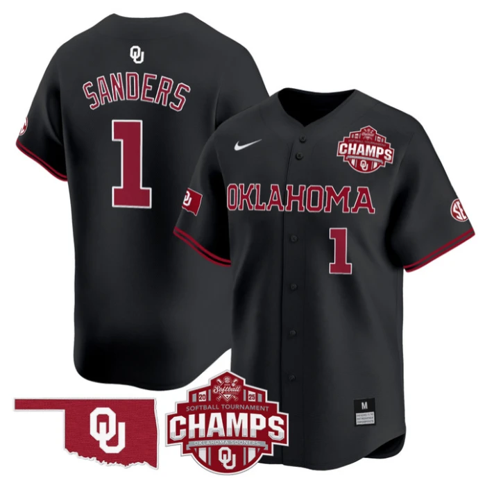 Cydney Sanders Jersey #1 Oklahoma Sooners 2025 SEC Champions Patch Limited Stitched Black by My Store