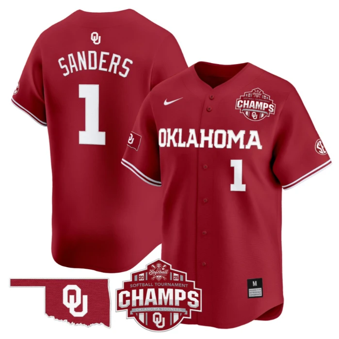 Cydney Sanders Jersey #1 Oklahoma Sooners 2025 SEC Champions Patch Limited Stitched Crimson by My Store
